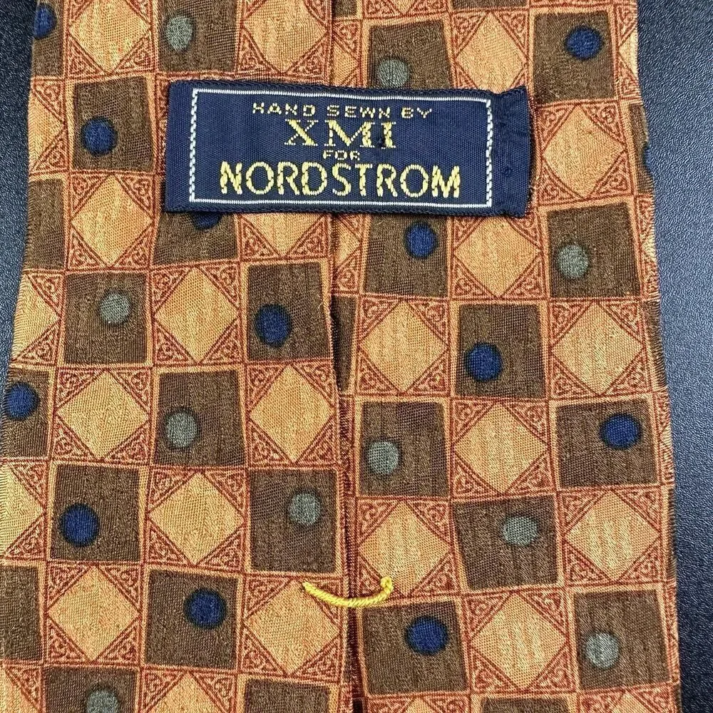 XMI for Nordstrom Tie Mens 56 in Diamond Geometric All Silk Hand Made in USA